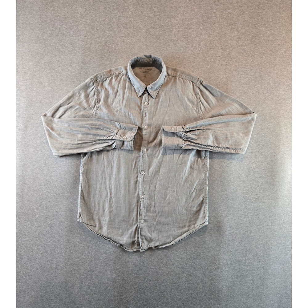 Save Khaki United Button Down Shirt Mens S Grey Cotton Made in USA Long Sleeve